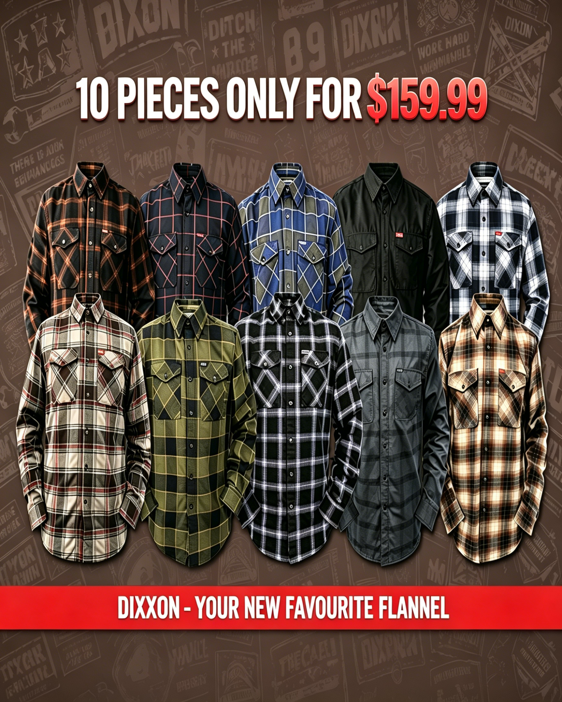 DIXXON Flannel Plaid Flannel Button-Down Shirt - Limited Edition | Lot of 10