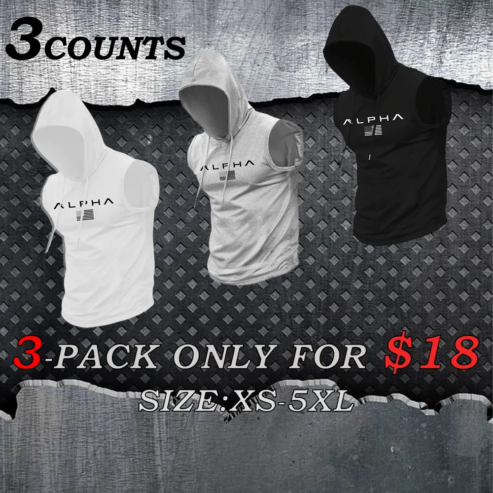 Men's Print Hooded Tank Top Casual, Sleeveless, Summer Streetwear