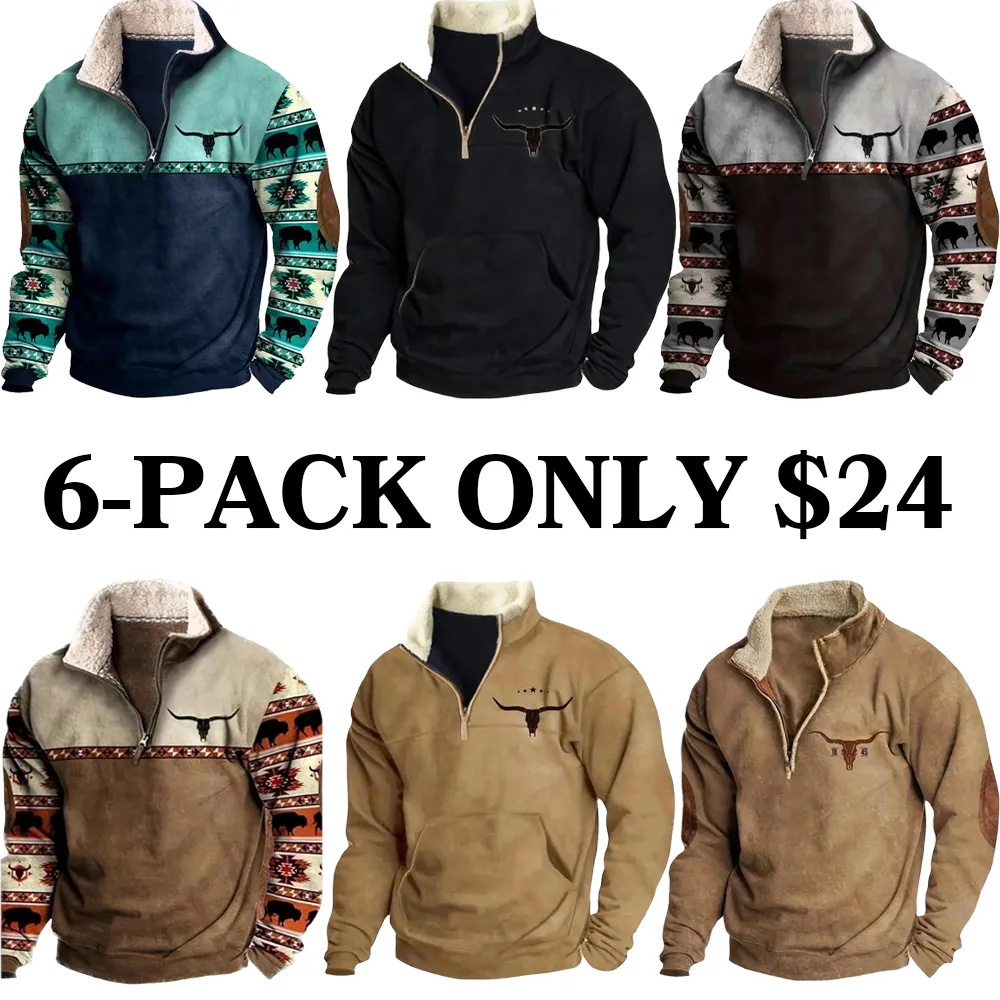 Retro western style, the sherpa lined sweatshirt is full of warmth!
