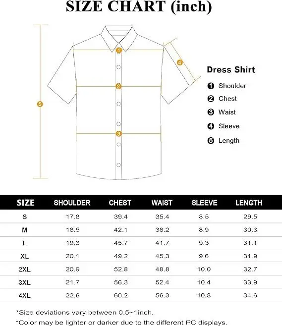 Men's Short Sleeve Stretch Slim Fit Casual Button Down Shirts
