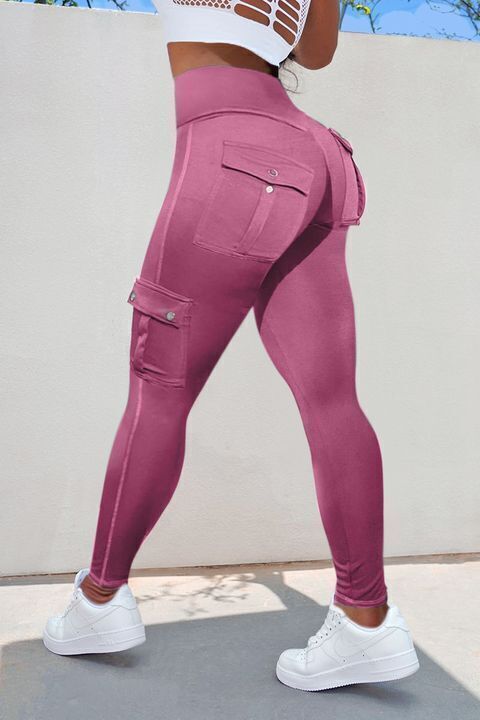 💕Solid Flap Pocket High Waist Sports Leggings