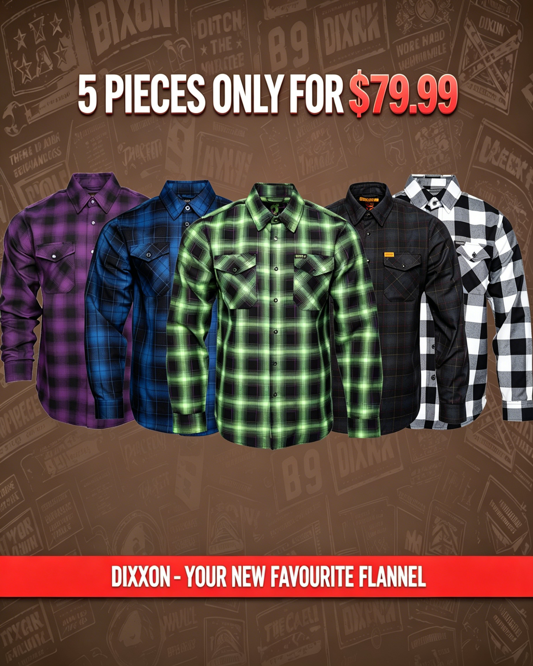 DIXXON Flannel Shirts Lot of 5 - Limited Edition