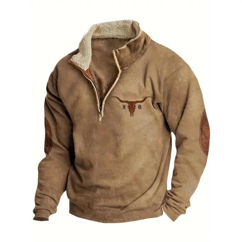 Retro western style, the sherpa lined sweatshirt is full of warmth!
