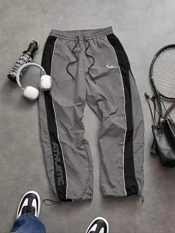 Men's Casual Sporty Long Pants, Loose Fit Elastic Cuff, Fashionable Print, Lightweight Fabric, Perfect for Daily Wear
