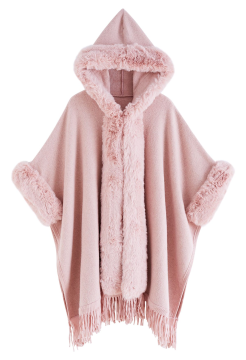 Women's Poncho With a Hoodie and Fringes