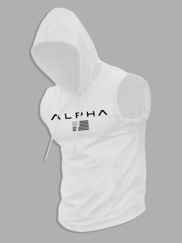 Men's Print Hooded Tank Top Casual, Sleeveless, Summer Streetwear