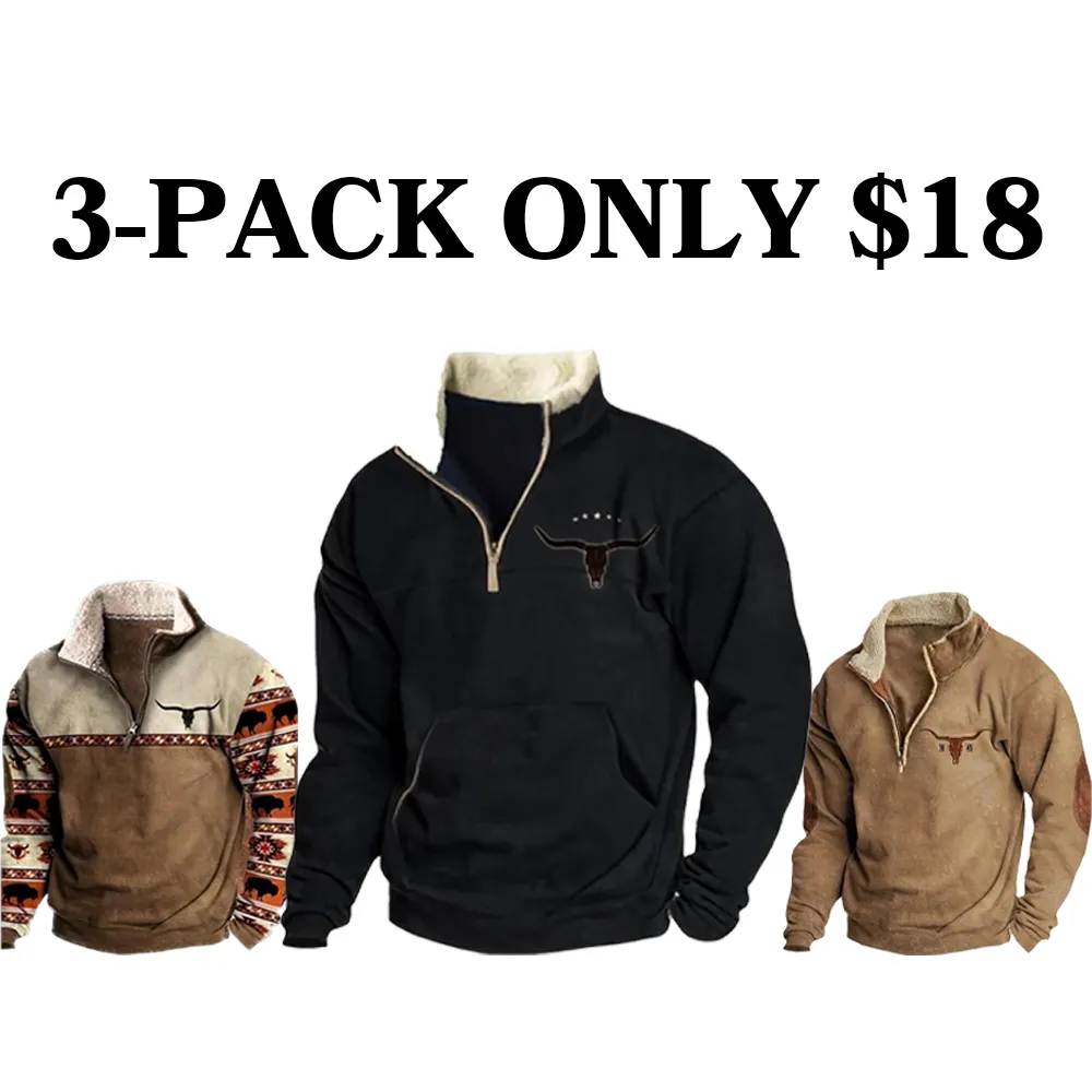 Retro western style, the sherpa lined sweatshirt is full of warmth!