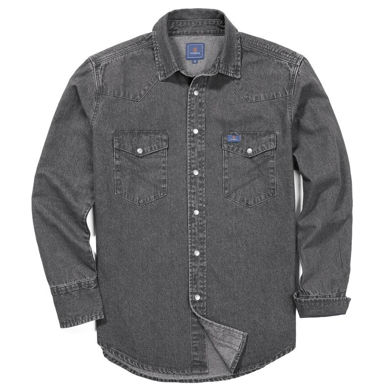 🔥HOT-SALE 🔥Men's Long Sleeve Stone-Washed and Pre-Washed Denim Work Shirt