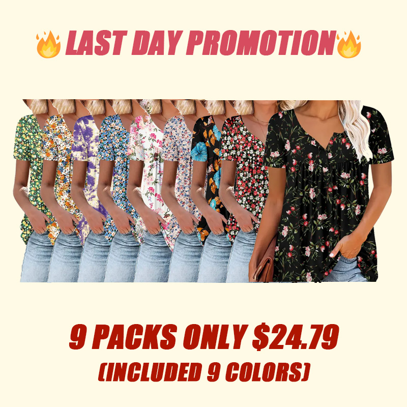 ⏰Hot Sale-Women's Summer Pleated Printed Short-Sleeves