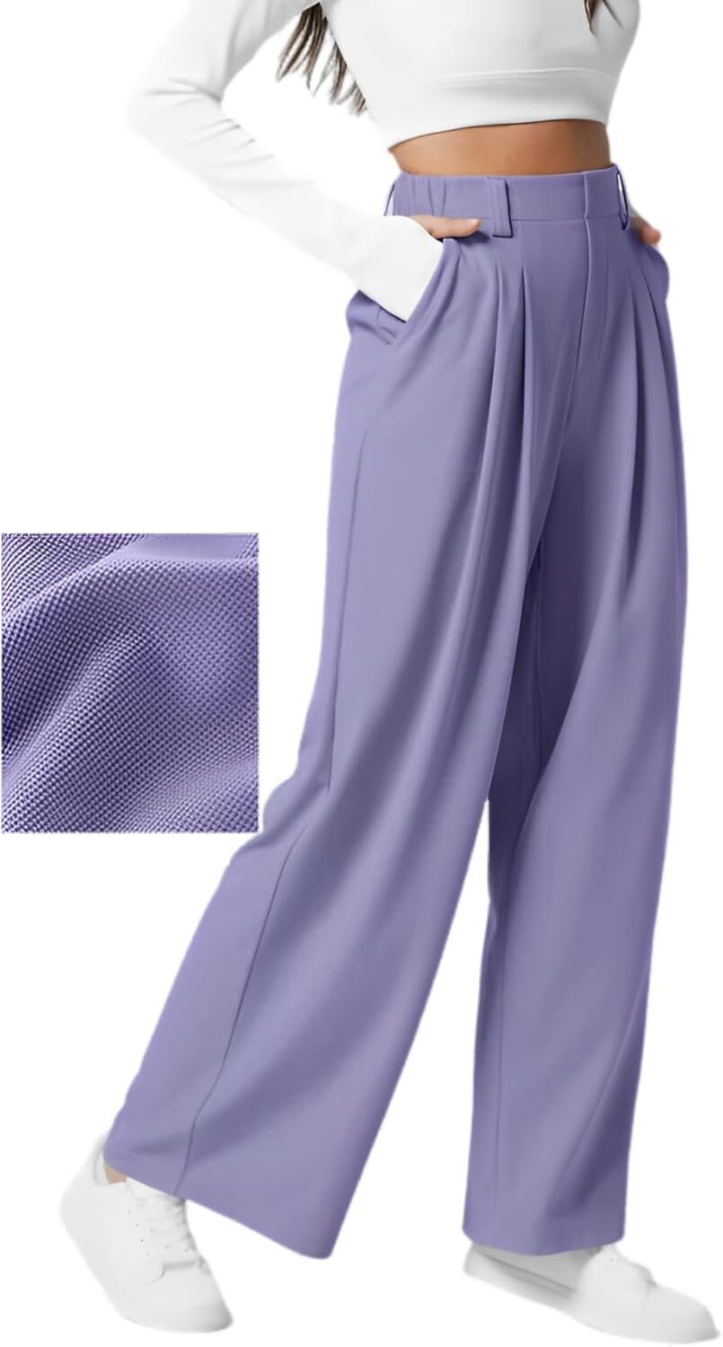 High Waisted Side Pocket Wide Leg Waffle Work Pants
