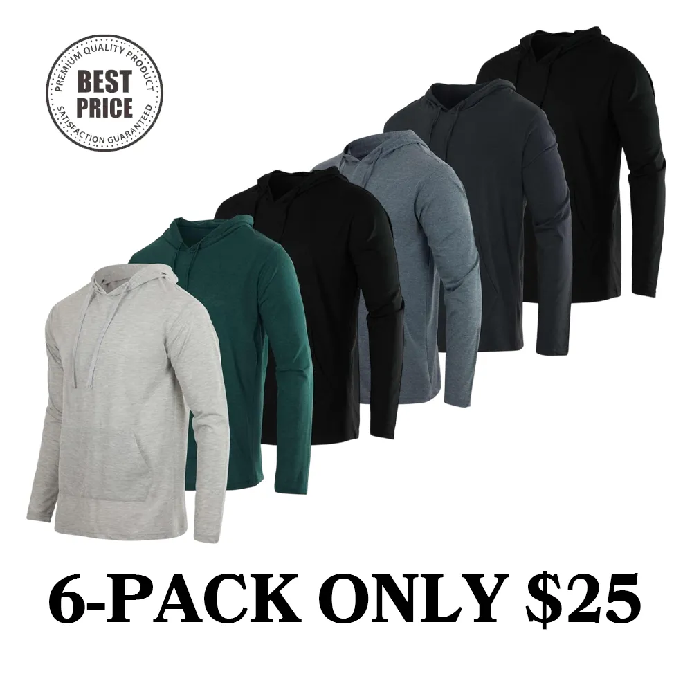 Men's Cotton Lightweight Casual Pullover Drawstring Hoodie With Pocket (Big & Tall)