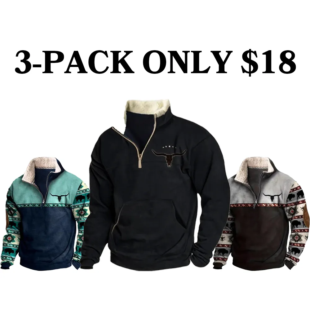 Retro western style, the sherpa lined sweatshirt is full of warmth!
