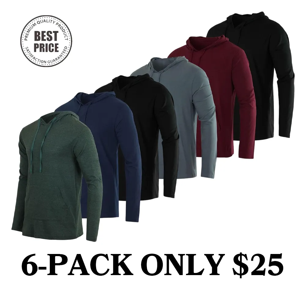 Men's Cotton Lightweight Casual Pullover Drawstring Hoodie With Pocket (Big & Tall)
