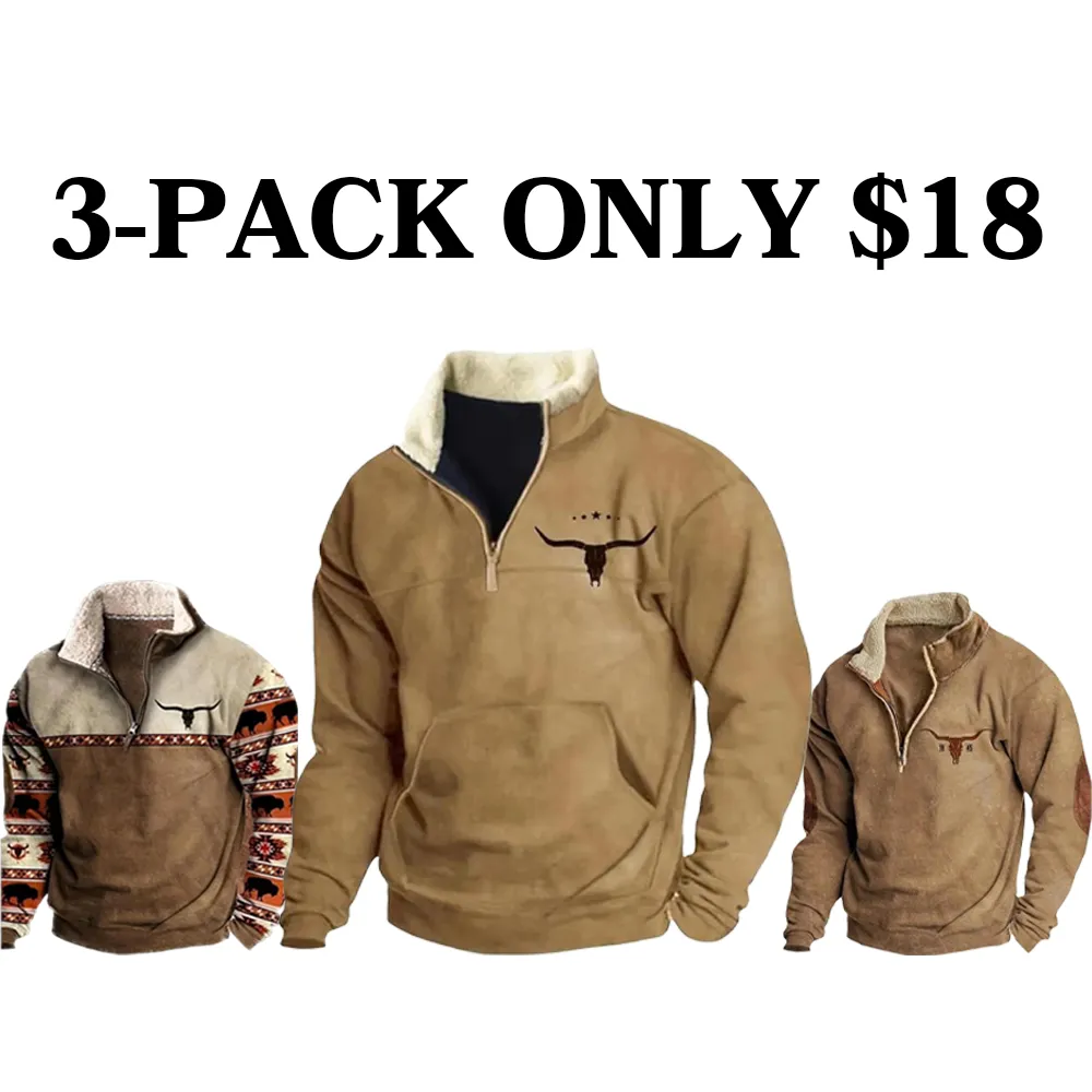 Retro western style, the sherpa lined sweatshirt is full of warmth!