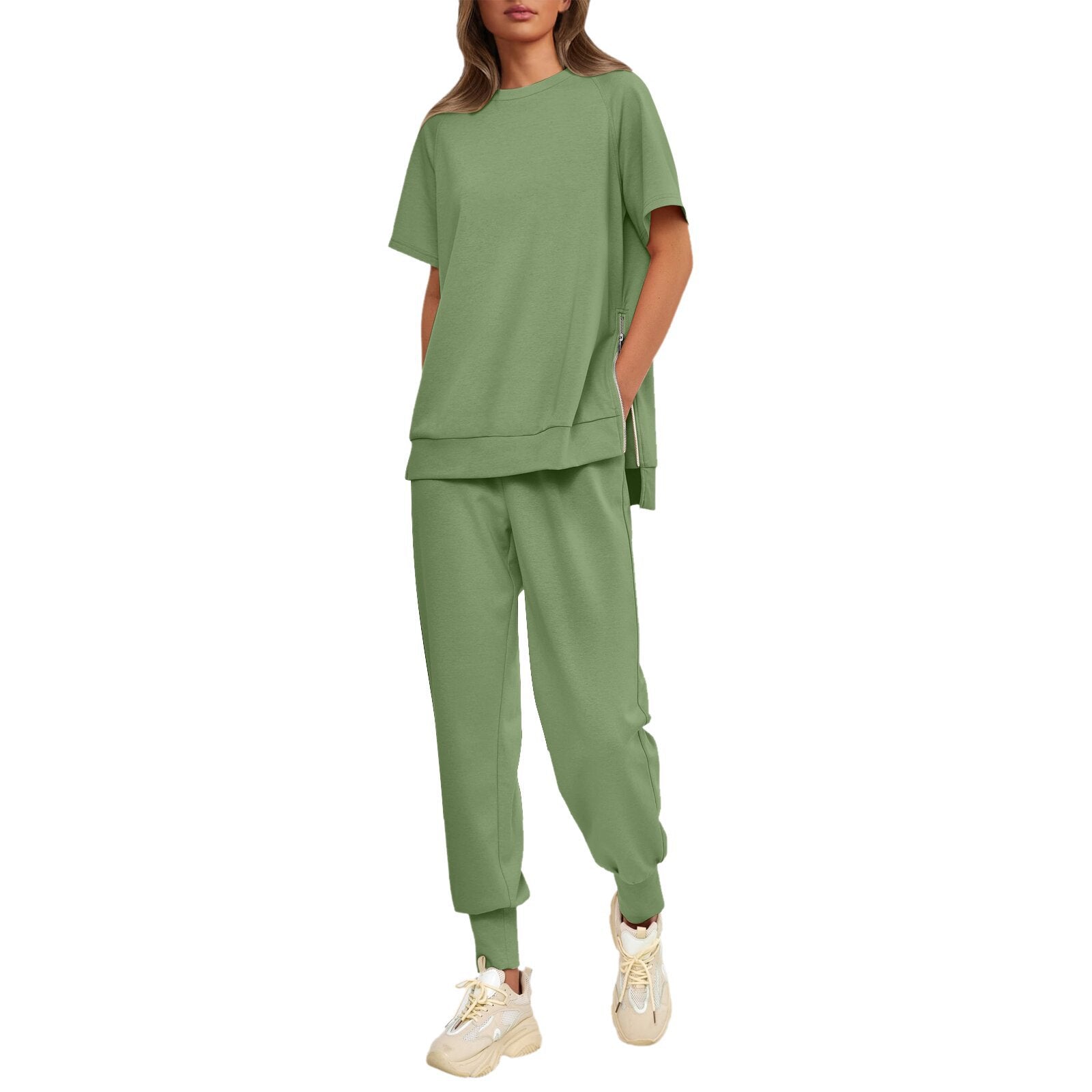 Women’s Casual Loose Fit Two-Piece T-Shirt & Pants Tracksuit Set