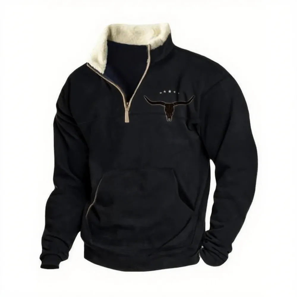 Retro western style, the sherpa lined sweatshirt is full of warmth!
