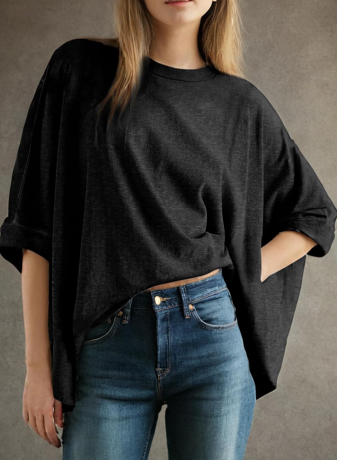 Dokotoo Summer Shirts 2025 Womens Solid T Shirts for Women Loose Oversized Tops Basic Tee