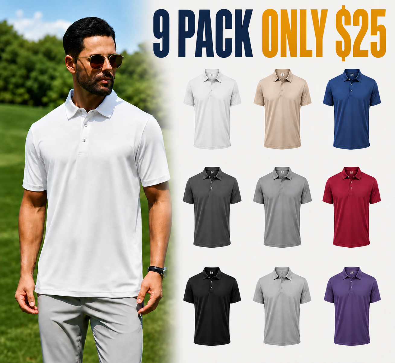 Men's Polo Shirts – Soft Breathable Cotton, Short Sleeve, Comfortable Casual Fit