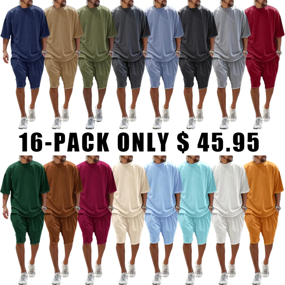 Men's Casual Loose Fit Solid Sports Sets