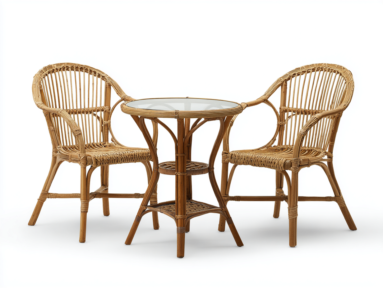 Garten Lounge Set Rattan 3-teilig 60x60x70 cm - Natur - Klassisches Design für Garten Terrasse Balkon-Sofagetbase