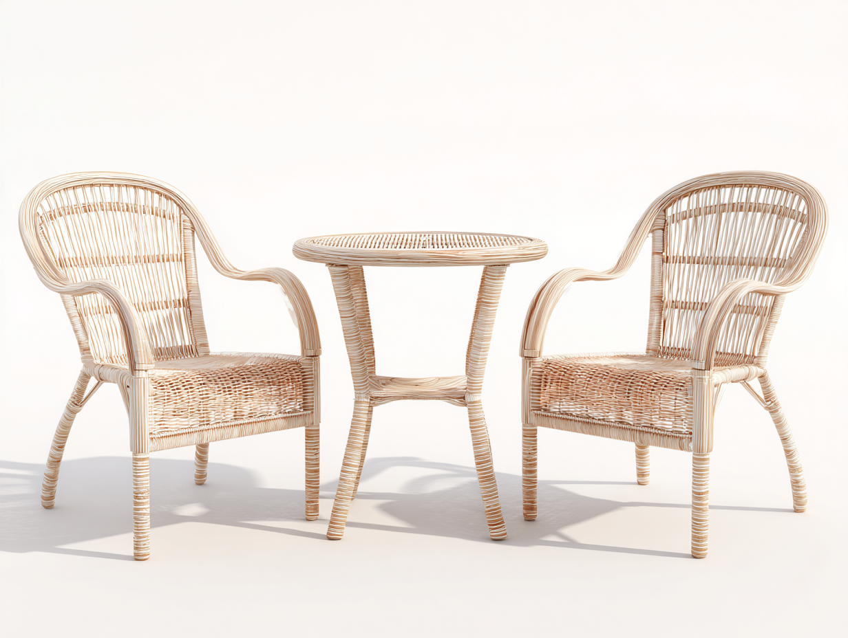 Garten Lounge Set Rattan 3-teilig 60x60x72 cm - Natur - Modernes Design für Garten Terrasse Balkon-Sofagetbase