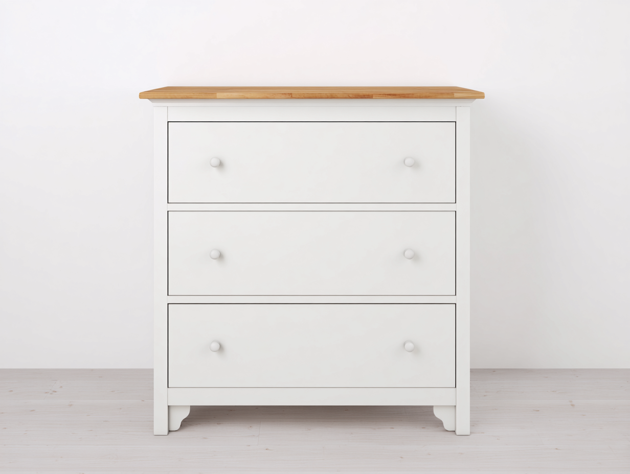 Kommode mit Schubladen Holzwerkstoff 90x45x85 cm - Weiß-Natur - Modernes Design für Schlafzimmer-Sofagetbase