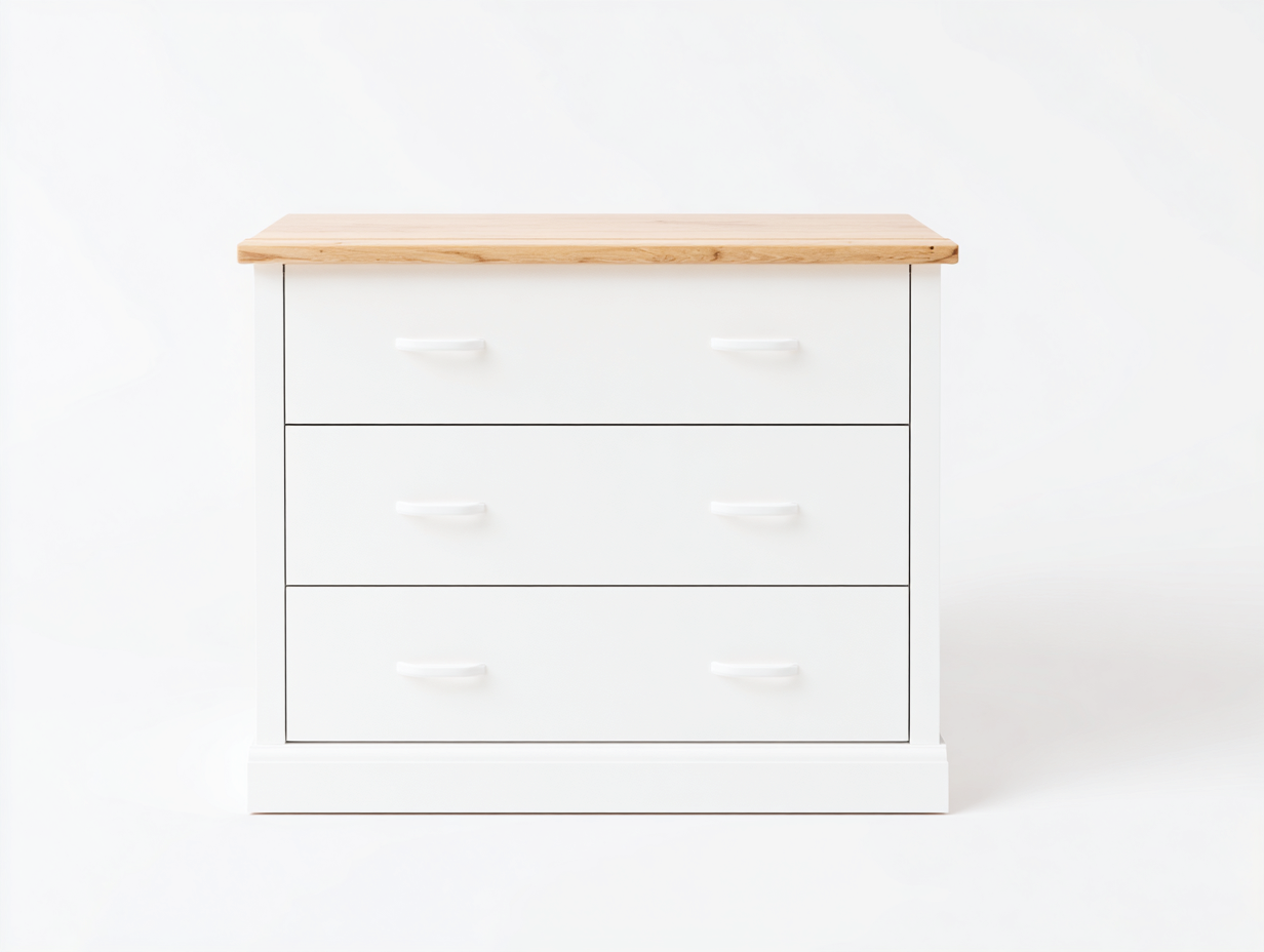 Kommode mit Schubladen Holz 90x40x80 cm - Weiß-Eiche - Modernes Design geeignet für Schlafzimmer-Sofagetbase