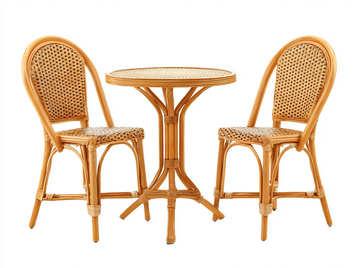 Garten Lounge Set Rattan 3-teilig 60x60x75 cm - Naturfarbe - Klassisches Design geeignet für Garten-Sofagetbase