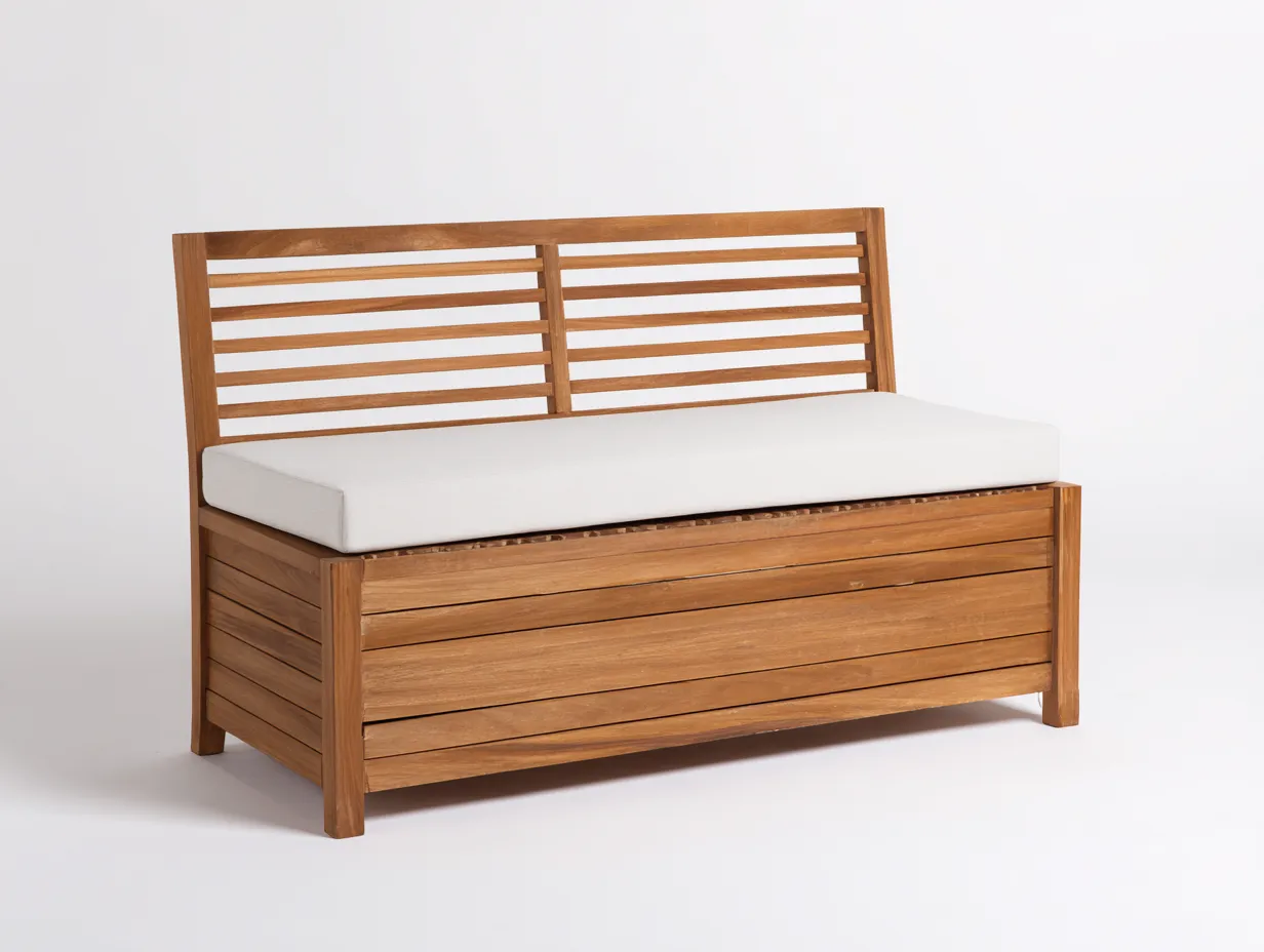 Banc de jardin - bois massif-tissu - 120x55x85 cm - marron-beige - style fonctionnel-Roommyhome