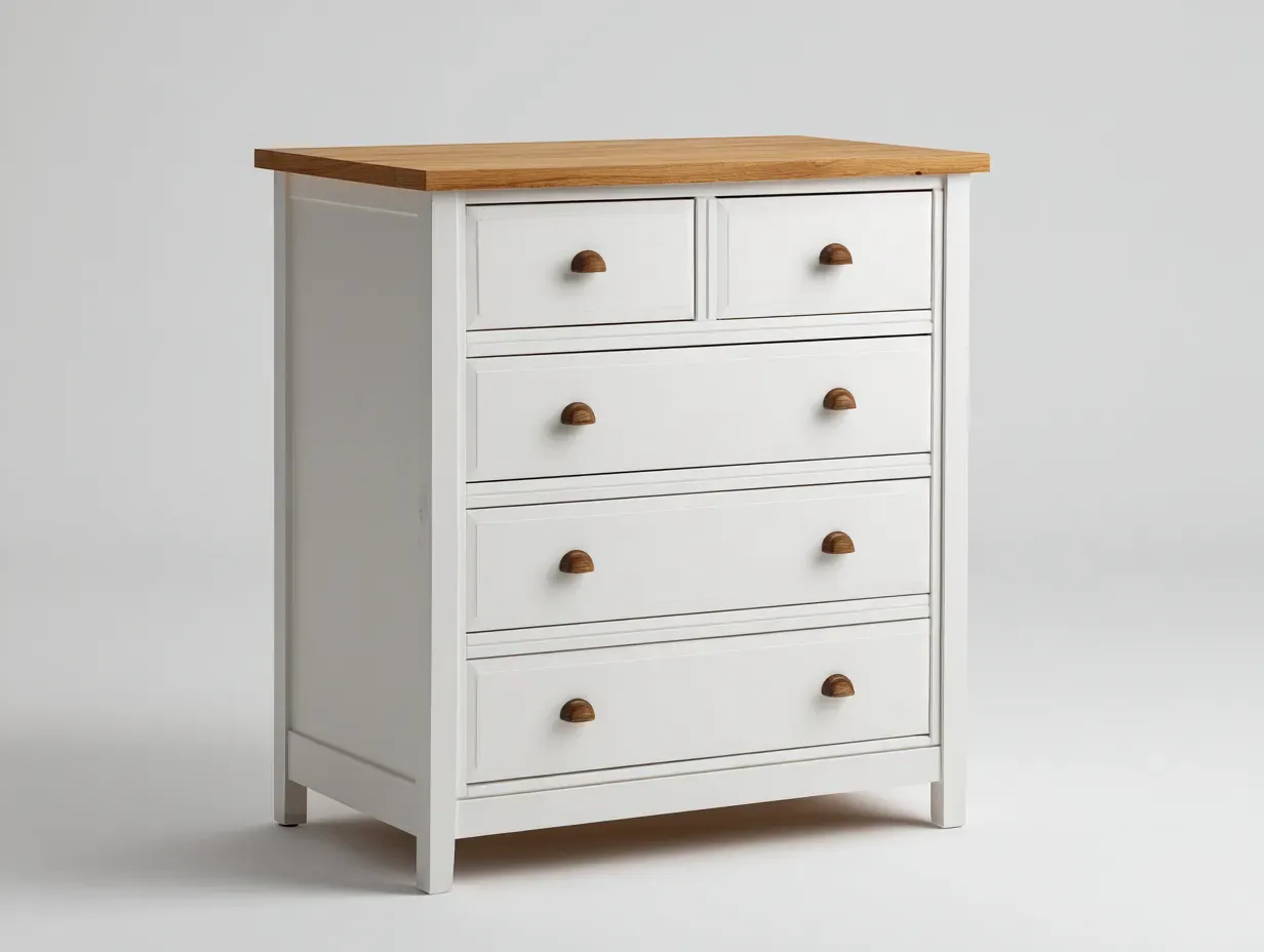 Table de chevet - bois massif-MDF - 78 x 42 x 92 cm - blanc-marron - style classique-Roommyhome