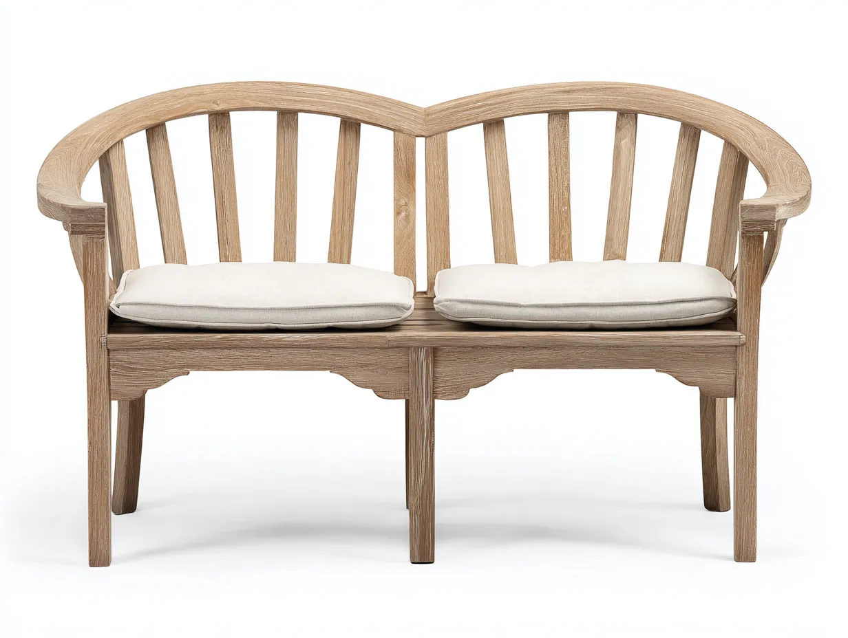 Banc de jardin - bois massif-tissu - 138x60x86 cm - marron clair-beige - style naturel-Roommyhome