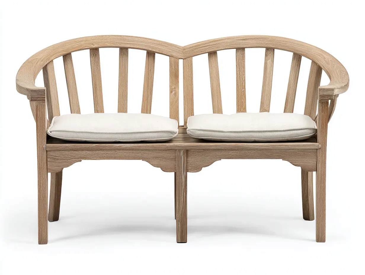 Banc de jardin - bois massif-tissu - 138x60x86 cm - marron clair-beige - style naturel-Roommyhome