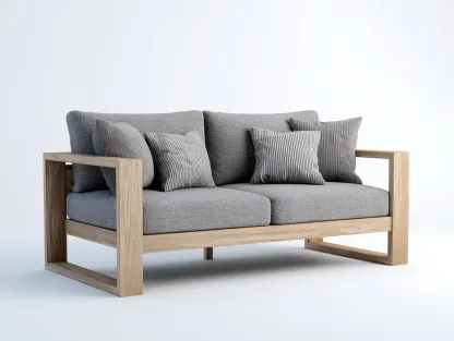 Canapé de jardin-Bois massif-Tissu-152 x 80 x 78 cm-Gris-Bois naturel-Style moderne-Roommyhome