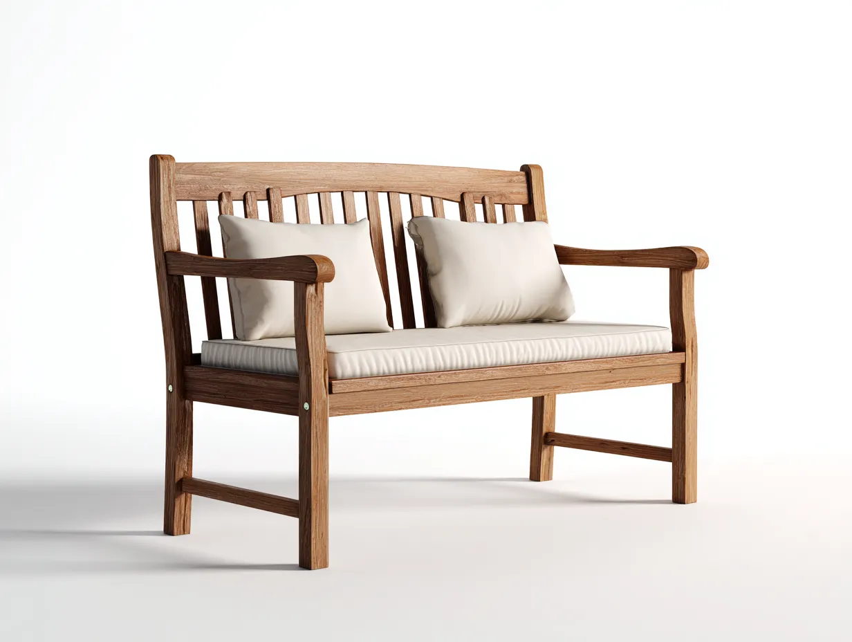 Banc de jardin - bois massif-tissu - 118x62x88 cm - marron-beige - style naturel-Roommyhome
