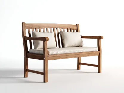 Banc de jardin - bois massif-tissu - 118x62x88 cm - marron-beige - style naturel-Roommyhome