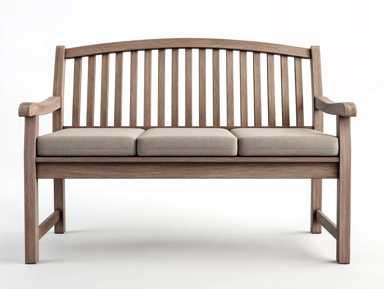 Banc de jardin - bois massif-tissu - 145x65x90 cm - marron-beige - style naturel-Roommyhome