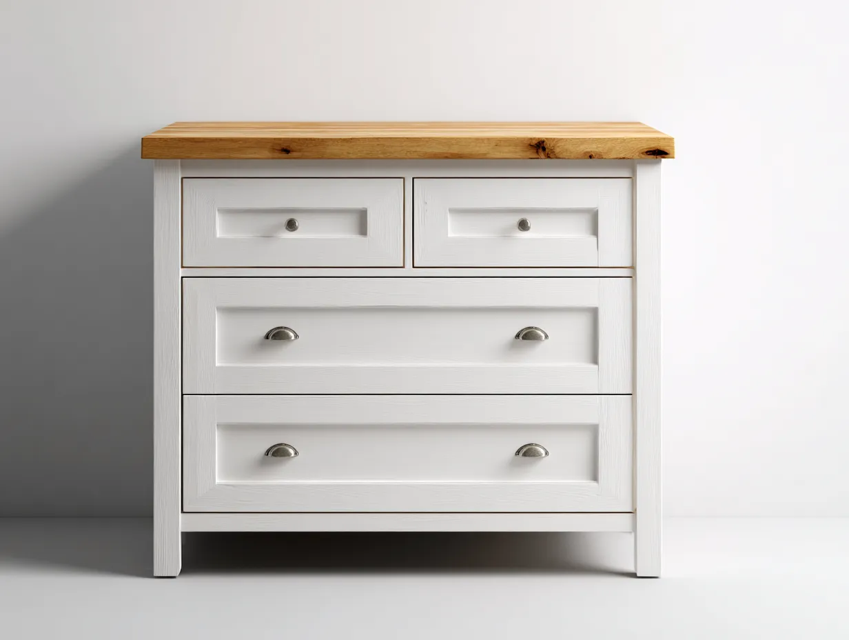 Table de chevet - bois massif-MDF - 82 x 40 x 78 cm - blanc-marron - style classique-Roommyhome
