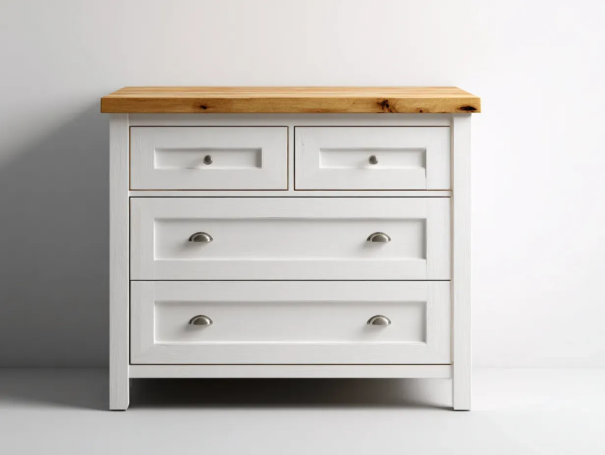 Table de chevet - bois massif-MDF - 82 x 40 x 78 cm - blanc-marron - style classique-Roommyhome