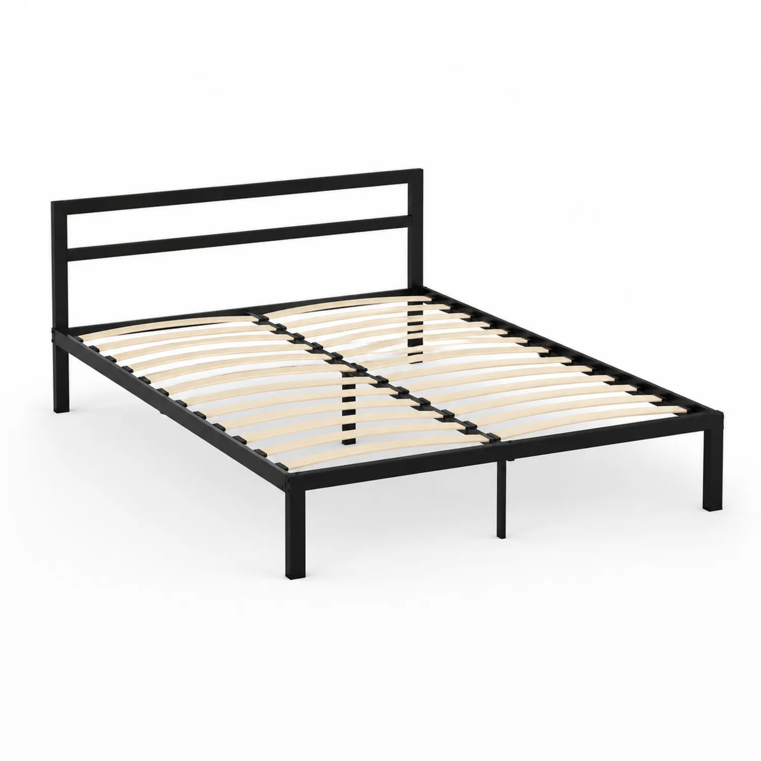 Letto matrimoniale in metallo con doghe in legno 200x160 cm