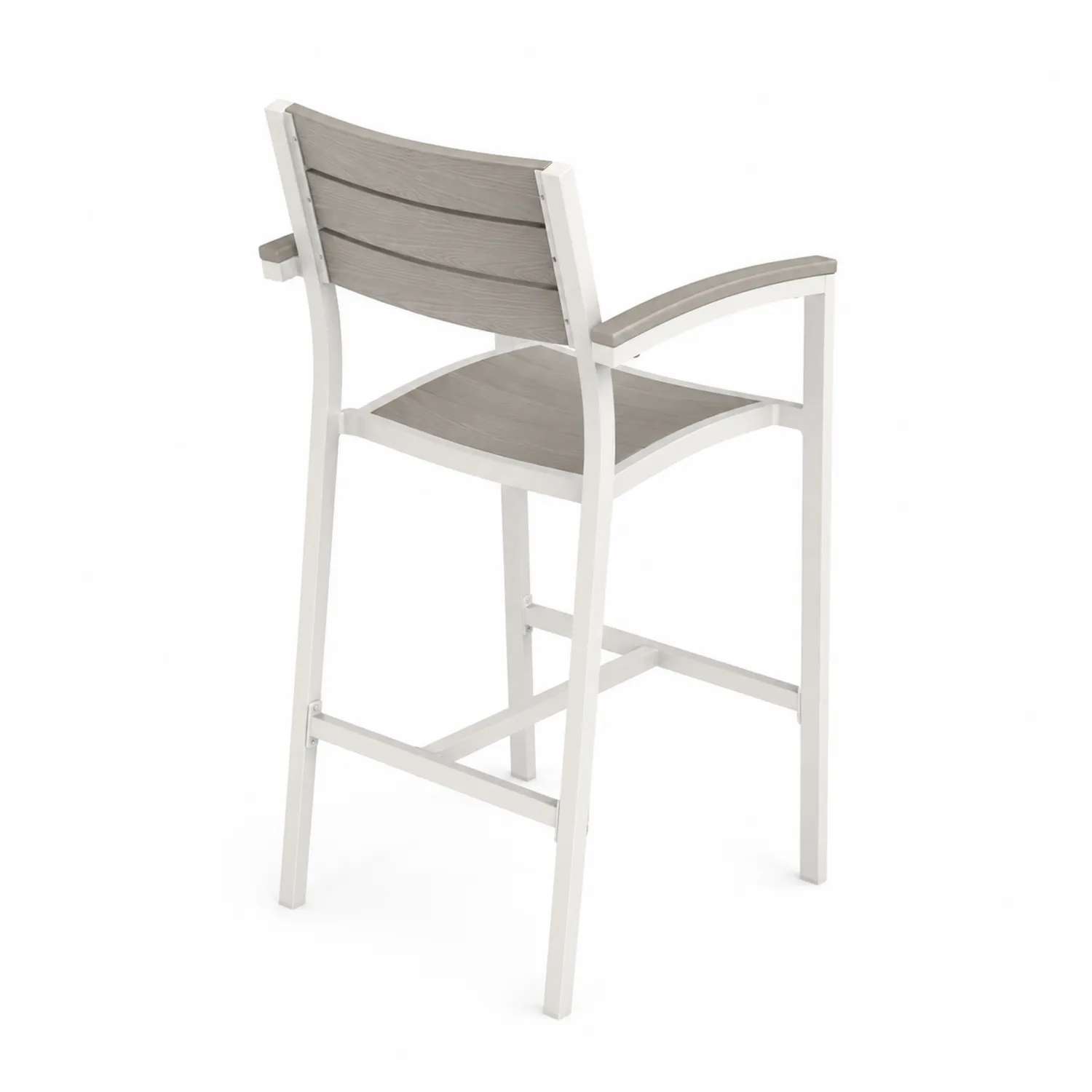 Sgabello in Alluminio e Legno Composito Grigio per Esterni