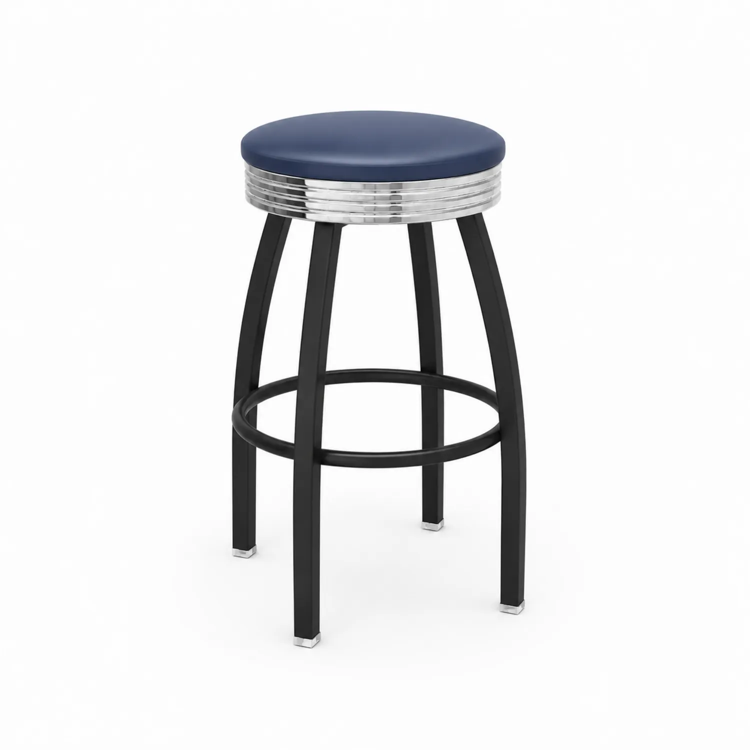 Sgabello da Bar in Acciaio e Similpelle Blu 76 cm