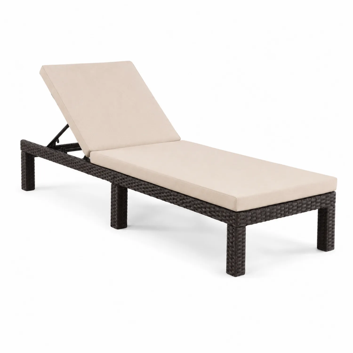 Lettino prendisole in Rattan Sintetico con Cuscino in Poliestere