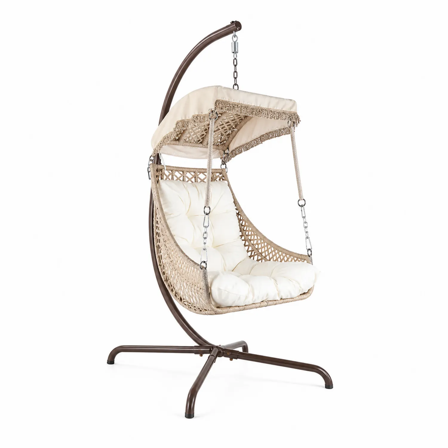Poltrona Sospesa in Rattan Sintetico con Struttura in Acciaio