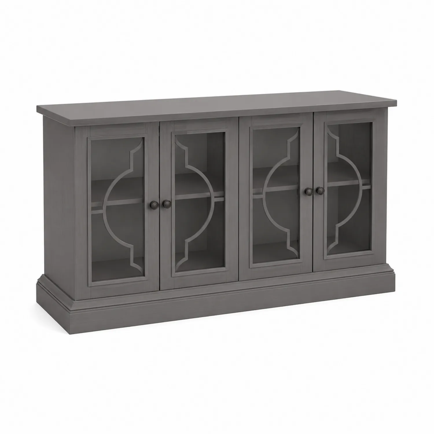 Credenza in Legno Grigio con Ante in Vetro