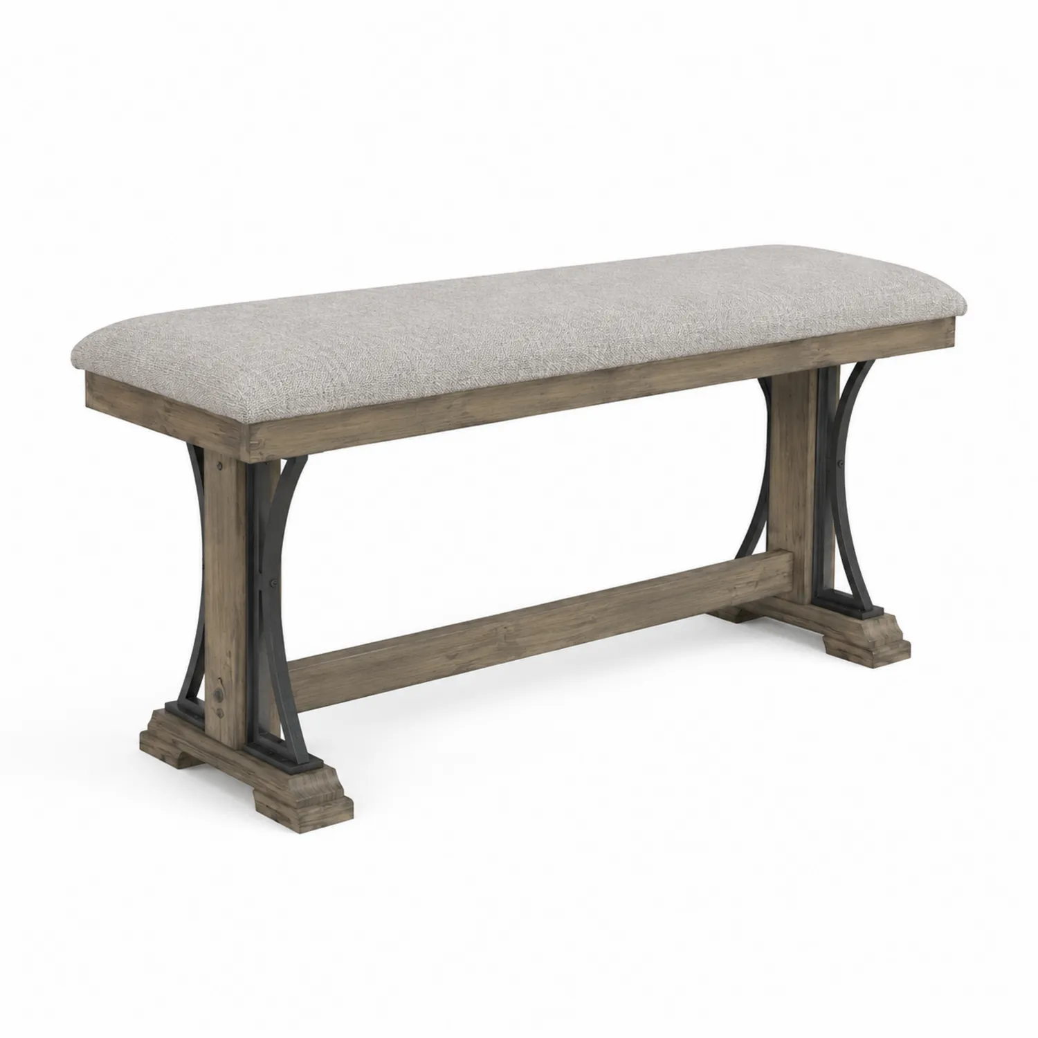 Panca in legno e tessuto grigio