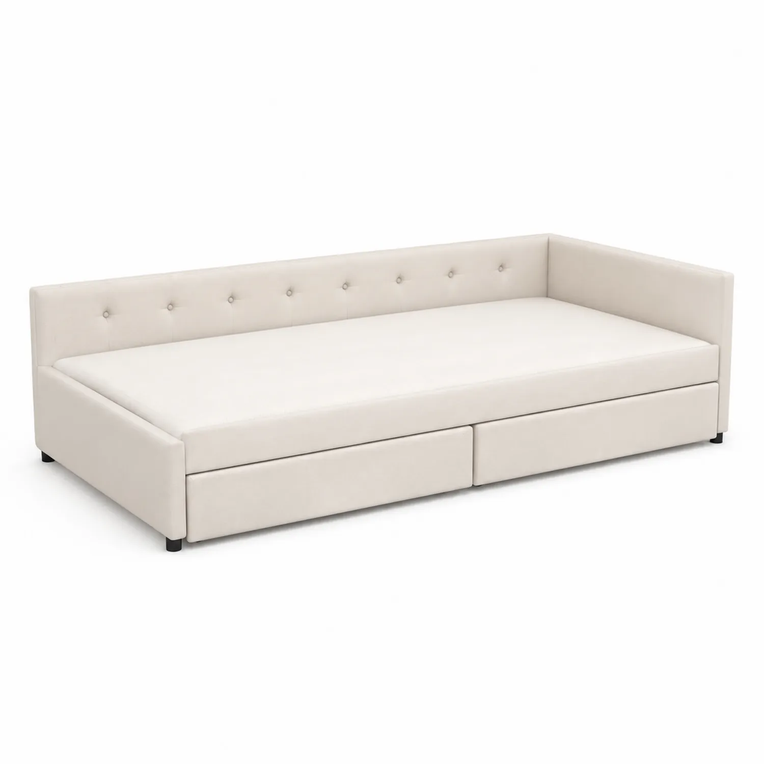 Divano Letto con Contenitore in Ecopelle Beige