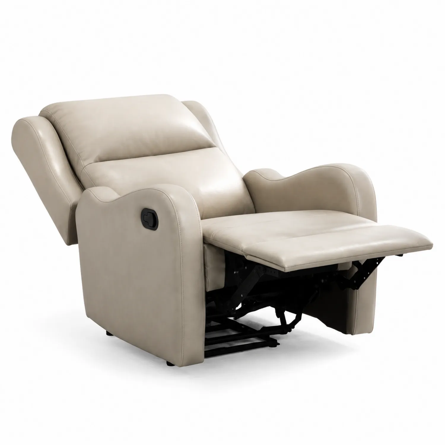 Poltrona reclinabile in ecopelle beige con poggiapiedi-Veltidorin