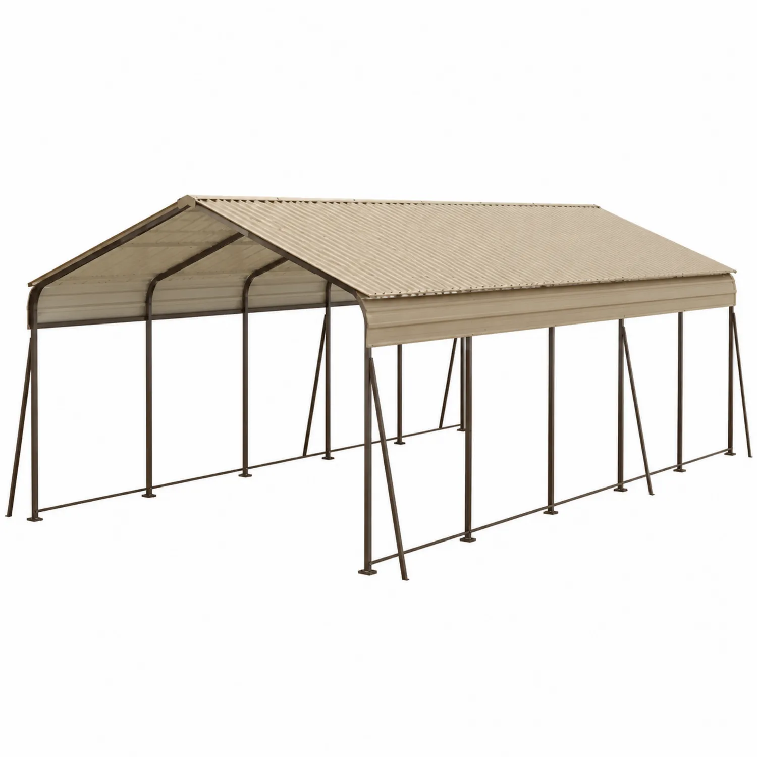 Carport in Acciaio con Copertura in Poliestere Beige 600x300x280 cm-Veltidorin