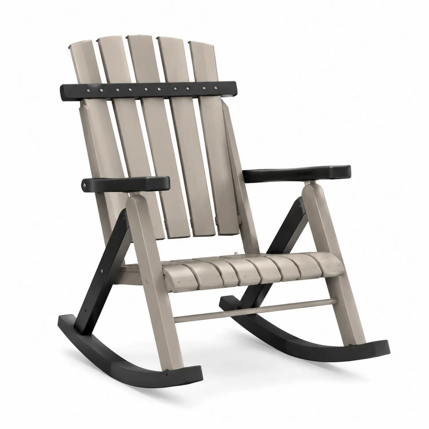 Sedia a dondolo da giardino in plastica Beige e Nero-Veltidorin
