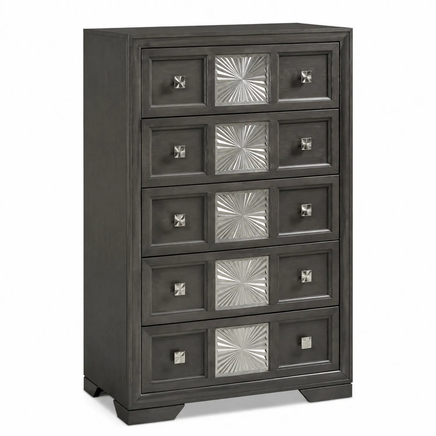 Cassettiera a cinque cassetti in legno nero con dettagli metallici-Veltidorin